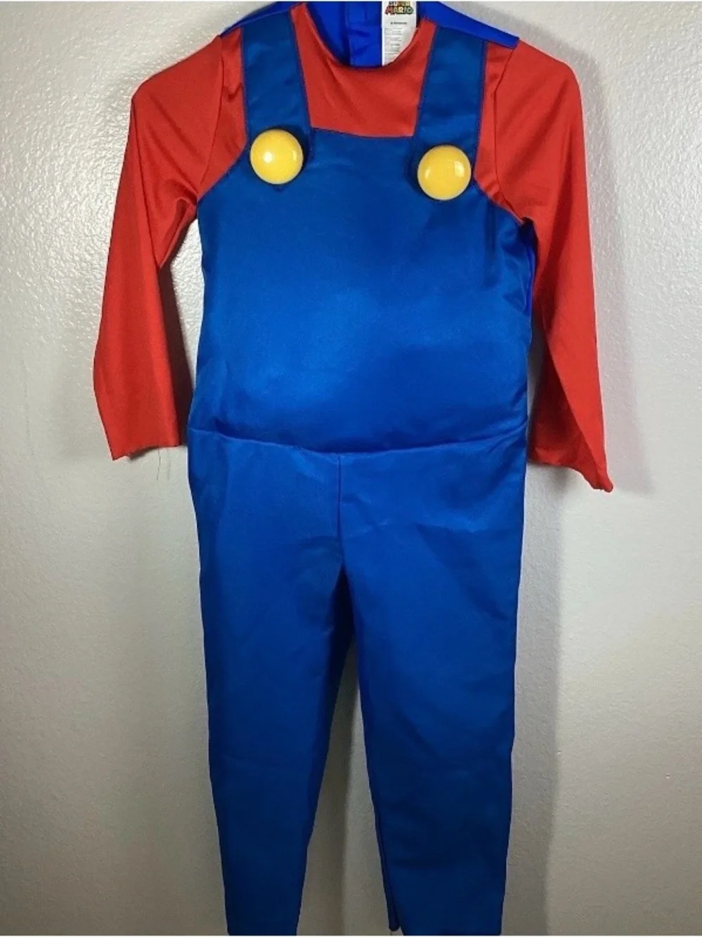 Nintendo Super Mario Blue & Red Kids Costume with Yellow Buttons
